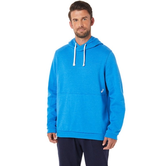 ASICS Men’s blue pullover hoodie fleece Sz XL pocket training casual activewear - Picture 1 of 13